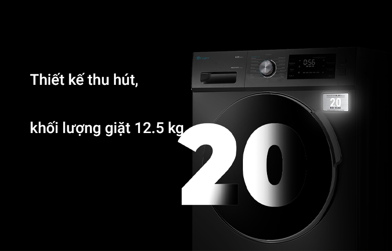 Máy giặt Casper Inverter 12.5 kg WF-125I140BGB |  Thiết kế thu hút