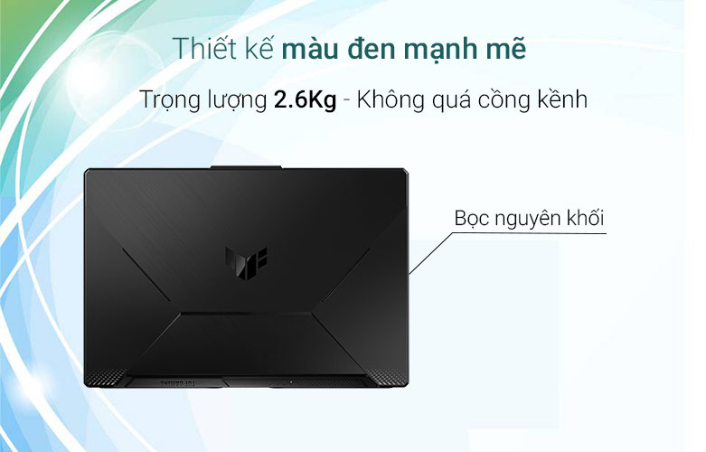 Laptop ASUS TUF Gaming FX706HC-HX105W 90NR0734-M007U0 | Thiết kế màu đen mạnh mẽ