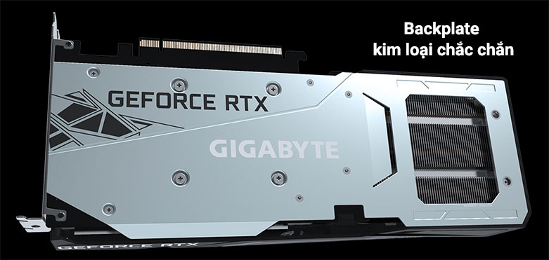 Card màn hình Gigabyte GeForce RTX 3060 GAMING OC 12G (GV-N3060GAMING OC-12GD) | Backplate kim loại chắc chắn