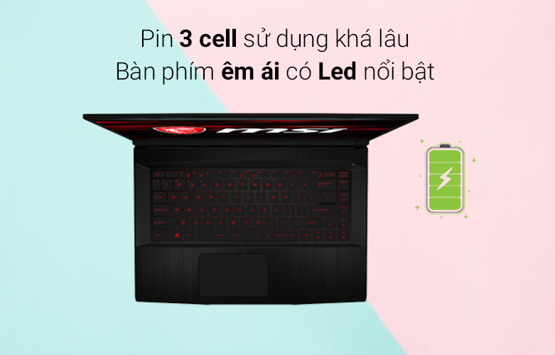 Laptop MSI GF63 Thin 11SC 662 VN | Bàn phím êm ái