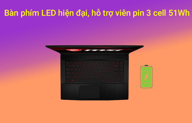 Laptop MSI GF63 Thin 11SC-664VN | Bàn phím Led hiện đại