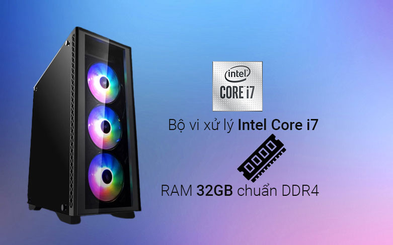 Máy tính để bàn/PC Phong Vũ Pro Gamer 70007 | Bộ vi xử lý core i7