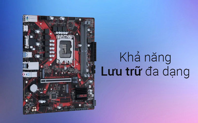 Bo mạch chính/ Mainboard Asus EX-B660M-V5 D4 | Lưu trữ đa dạng