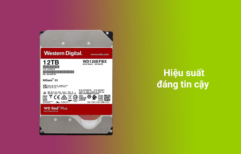 Ổ cứng HDD WD Red Plus 12TB 3.5 inch SATA III 256MB Cache 7200RPM (WD120EFBX) | Hiệu suất đáng tin cậy
