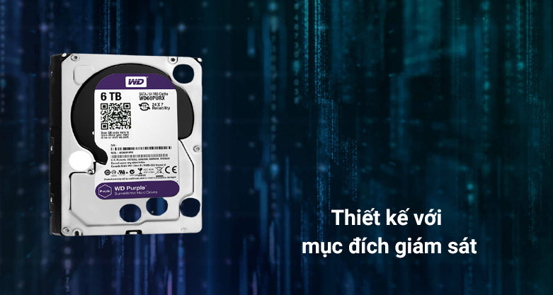 Ổ cứng HDD Western Digital Purple 6TB 3.5" Sata 3 | Thiết kế mục đích giám sát