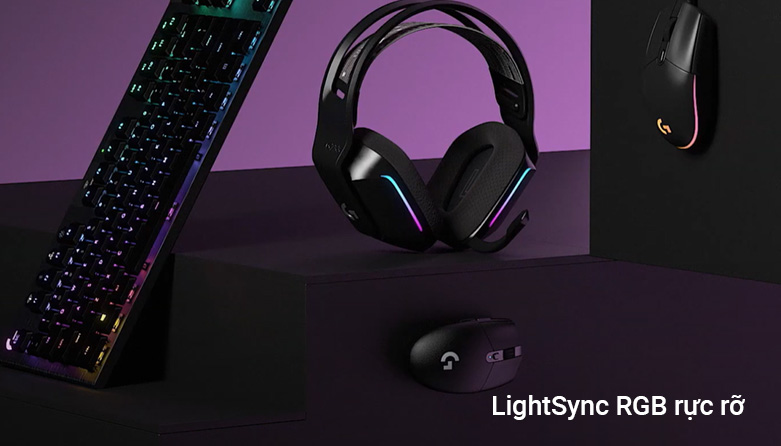 Tai nghe gaming Logitech G733 Lightspeed RGB (Đen) | Lightsync RGB rực rỡ