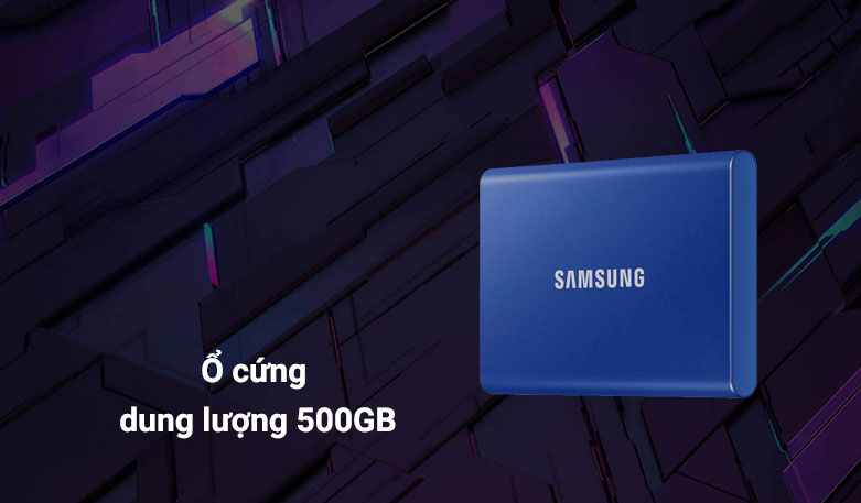 Ổ cứng di động SSD Samsung Portable T7 Non Touch 500GB 2.5" (MU-PC500H/WW) (xanh) | Ổ cứng dung lượng 500GB