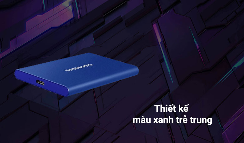 Ổ cứng di động SSD Samsung Portable T7 Non Touch 1TB 2.5" (MU-PC1T0H/WW)  | Thiết kế màu xanh trẻ trung