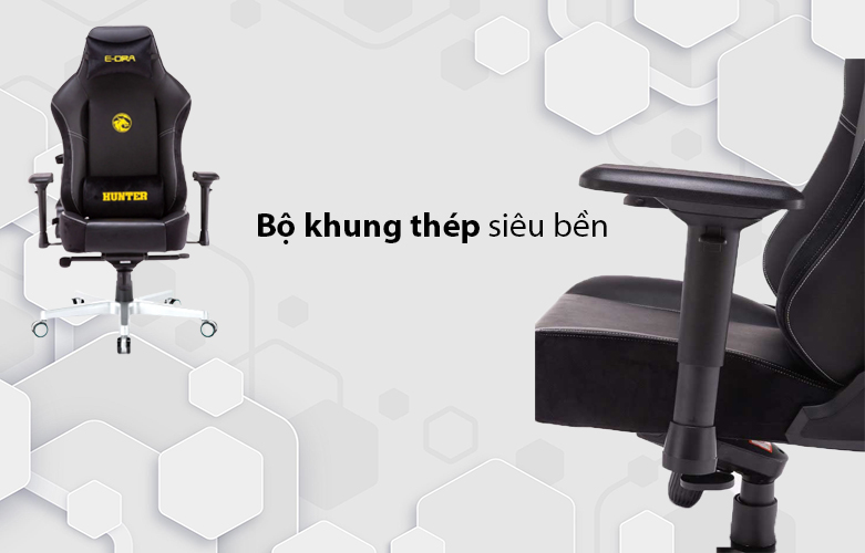 Ghế E-dra Hunter EGC 206 Đen | Bộ khung thép siêu bền