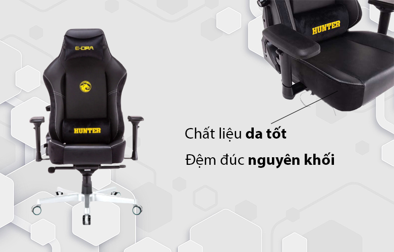 Ghế E-dra Hunter EGC 206 Đen | Chất liệu da tốt