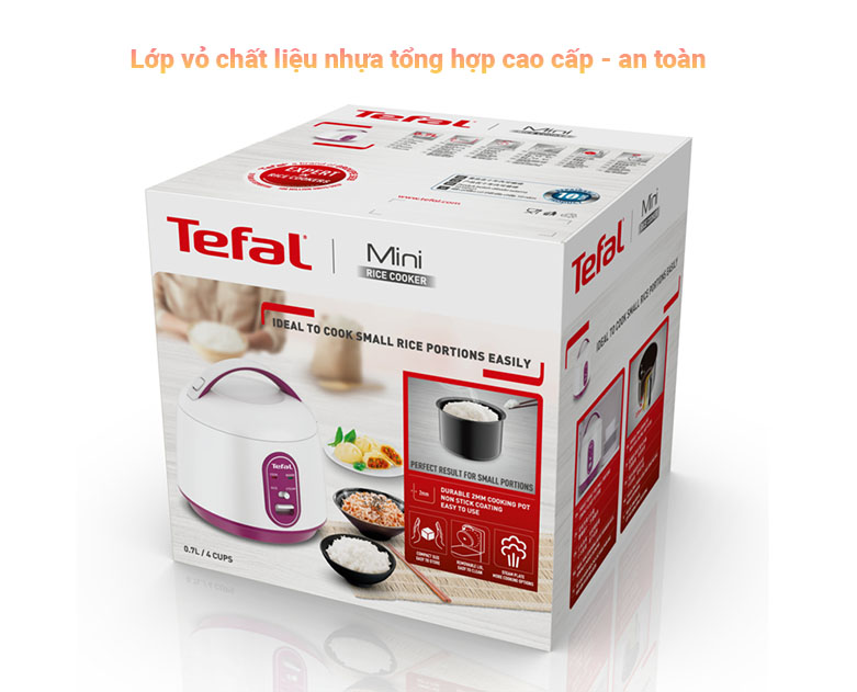 Nồi cơm điện cơ mini Tefal RK224168 | lớp vỏ chất liệu nhựa cao cấp