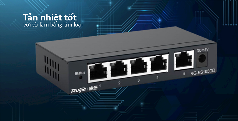 Thiết bị Switch Ruijie Reyee RG-ES105GD | Tản nhiệt tốt