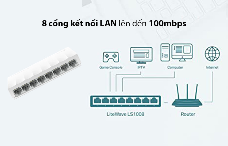 Thiết bị Switch TP-Link LS1008 | 8 cổng kết nối Lan đến 100mbps