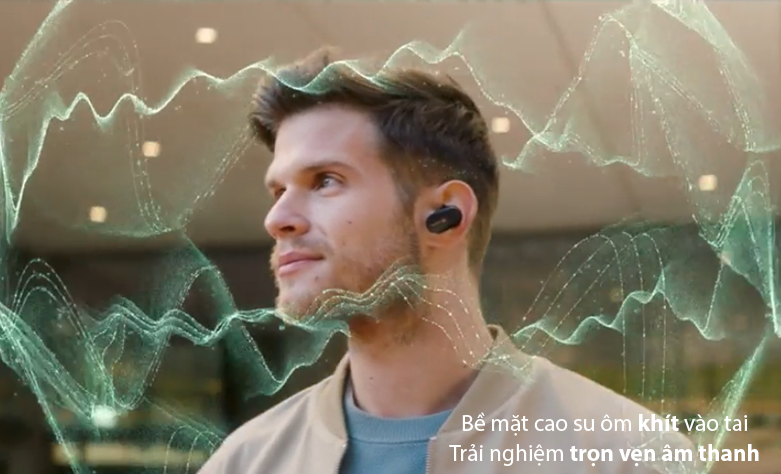 Tai nghe Bluetooth Sony WF-1000XM3 | Bề mặt cao su non ôm khít tai