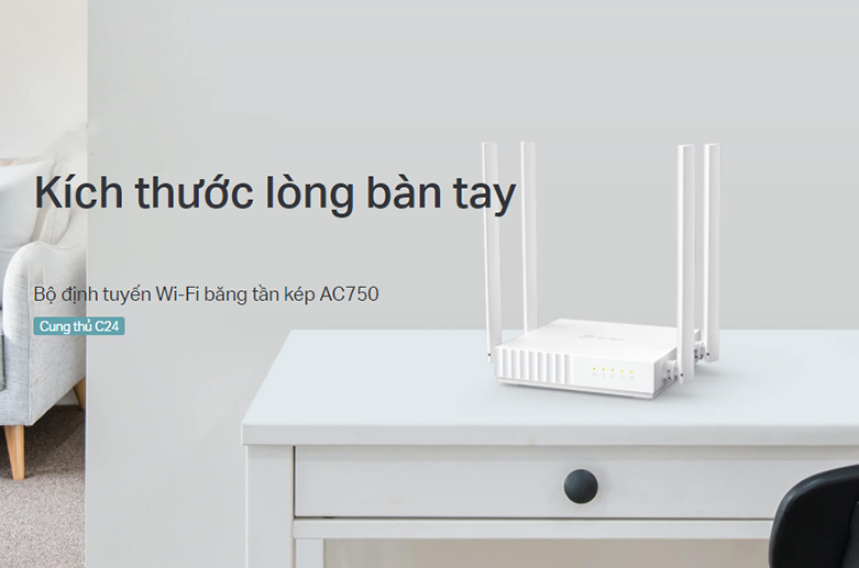 Thiết bị Router Wifi TPLink Archer C24 | Kích thước lòng bàn tay