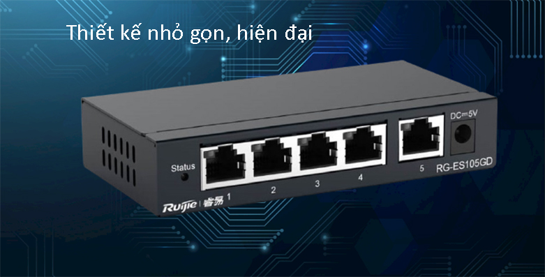 Thiết bị Switch Ruijie Reyee RG-ES105GD | Thiết kế nhỏ gọn hiện đại