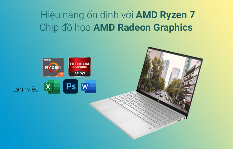 HP Pavilion 13 hiệu năng ổn định với AMD Ryzen 7, tích hợp chip đồ họa AMD Radeon Graphics