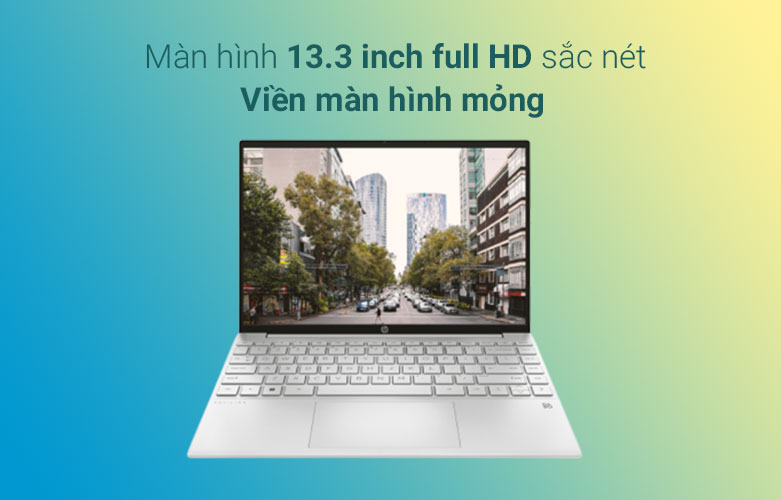 HP Pavilion Aero 13 trang bị màn hình 13.3 inch full HD sắc nét, viền màn hình mỏng tạo góc nhìn lớn