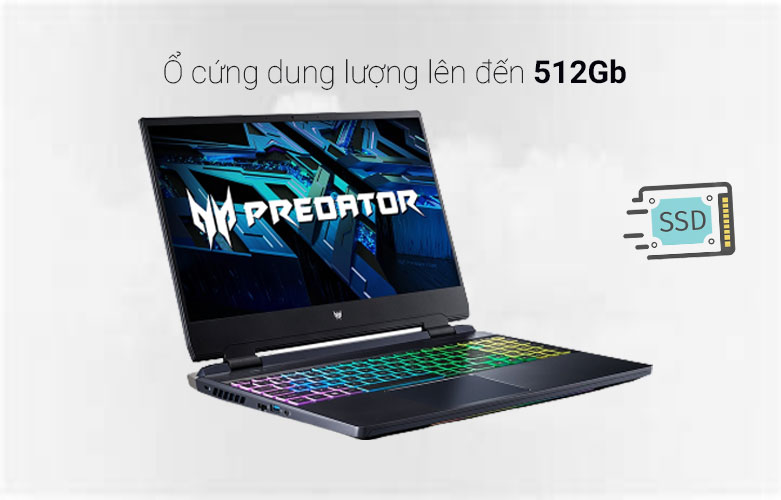 Acer Predator Helios 300 PH315-55-76KG trang bị SSD lên đến  512Gb