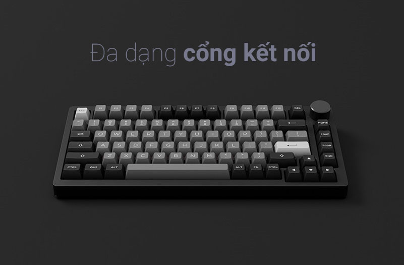 Bàn phím cơ không dây Akko PC75B Plus Black&Silver | Đạ dạng cổng kết nối