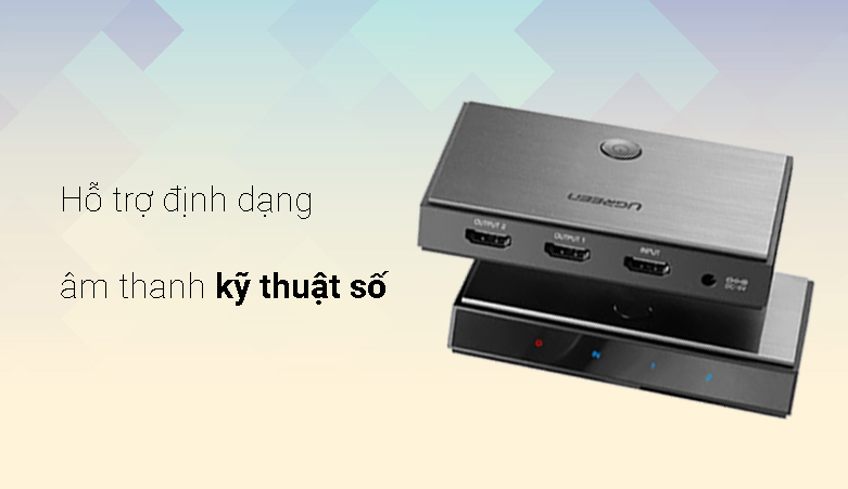 Bộ chia/ Hub Multi HDMI 2.0 ra 2 cổng HDMI Ugreen 50707 | Hỗ trợ định dạng âm thanh kỹ thuật số