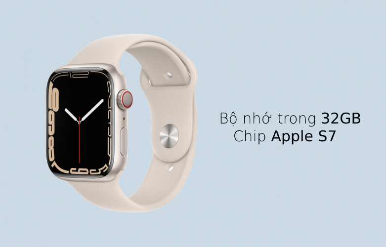 Apple Watch Series 7 GPS + Cellular, 45mm Starlight | Bộ nhớ trong 32GB