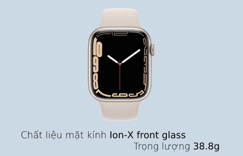 Apple Watch Series 7 GPS + Cellular, 45mm Starlight | Chất liệu mặt kính Ion