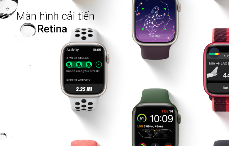 Apple Watch Nike Series 7 GPS + Cellular, 45mm Starlight | Màn hình cải tiến Retina
