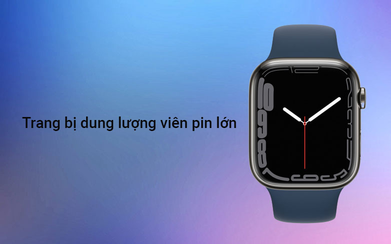Apple Watch Series 7 GPS + Cellular, 45mm Graphite Stainless Steel Case with Abyss Blue Sport Band - Regular | Trang bị dung lượng viên pin lớn