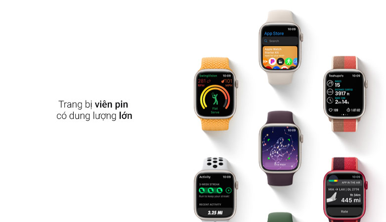 Apple Watch Series 7 GPS + Cellular, 45mm Silver | Trang bị viên pin có dung lượng lớn