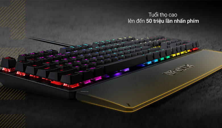 Bàn phím Asus TUF Gaming K3 | Tuổi thọ cao lên đến 50 triệu lần nhấn phím