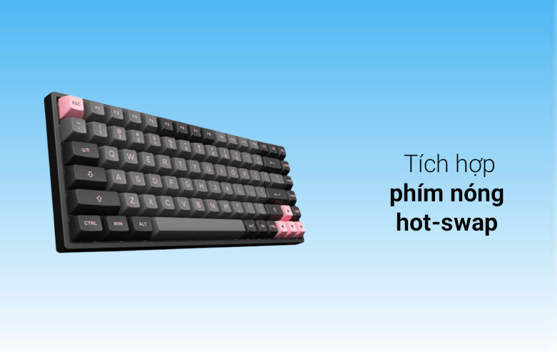 Bàn phím cơ Akko 3084 V2 ASA Black Pink (Akko CS Switch Rose Red) | Tích hợp phím nóng hot-swap