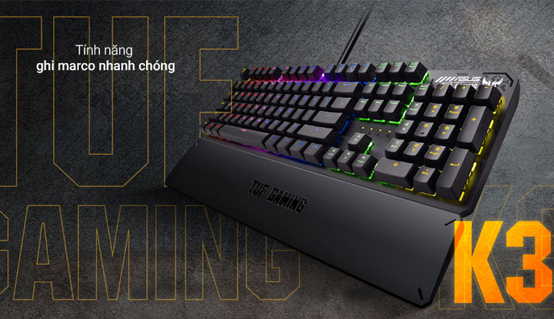 Bàn phím Asus TUF Gaming K3 | Tính năng ghi Macro cao cấp