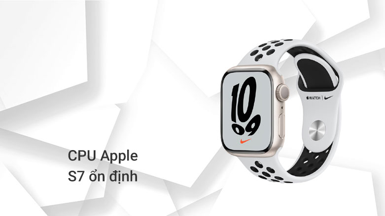 Apple Watch Nike Series 7 GPS, 41mm Starlight Aluminium Case with Pure Platinum/Black Nike Sport Band - Regular | CPU Apple S7 ổn định