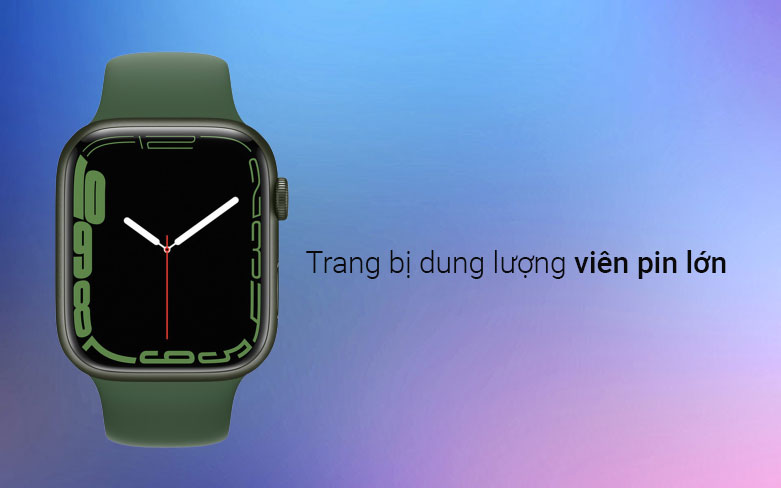 Apple Watch Series 7 GPS, 45mm Green Aluminium Case with Clover Sport Band - Regular | Trang bị dung lượng viên pin lớn