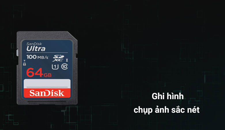 Thẻ nhớ Sandisk Ultra SDXC 64GB Class 10 100MB/s SDSDUNR-064G-GN3IN | Ghi hình chụp ảnh sắc nét