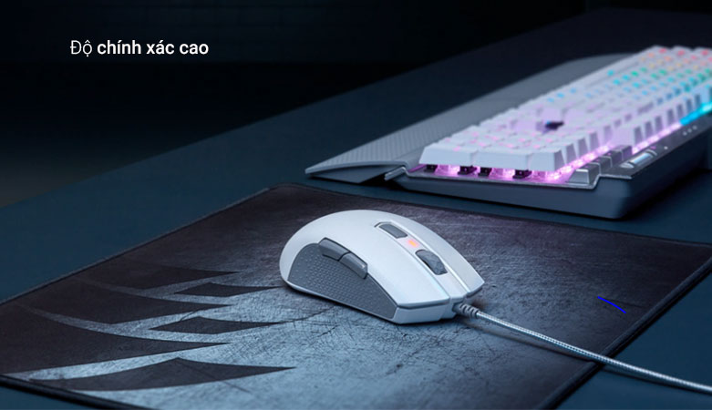 Chuột máy tính Corsair M55 RGB PRO White - PAW3327 | Tuổi thọ lên đến 50 triệu lần bấm