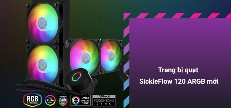 Tản nước AIO Cooler Master MasterLiquid ML240L ARGB V2 | Trang bị quạt sickleflow