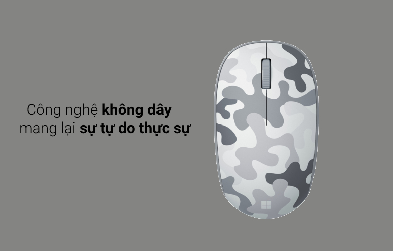Chuột không dây Microsoft Bluetooth Camo (Xám trắng) | Thiết kế độc lạ