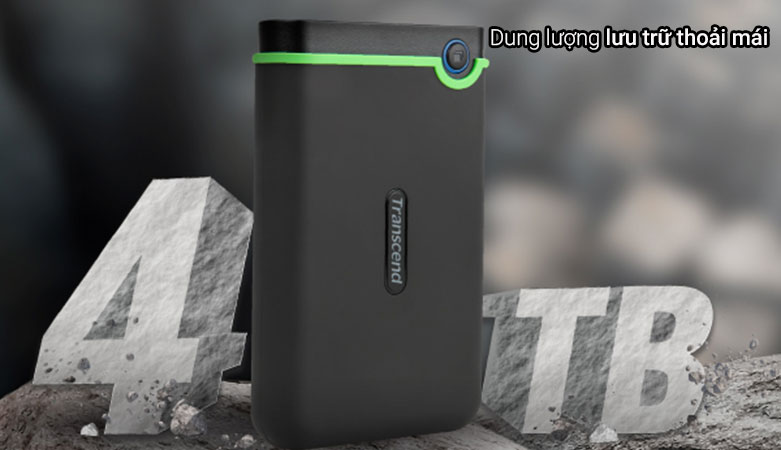 Ổ cứng gắn ngoài HDD 2.5" Transcend 4TB slim M3S | Dung lượng lưu trữ thoải mái