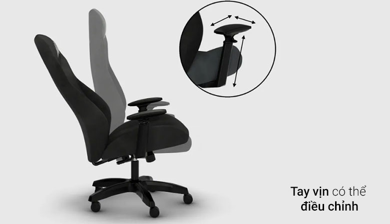 Ghế gaming Corsair TC60 Fabric Grey | Tay vịn có thể điều chỉnh