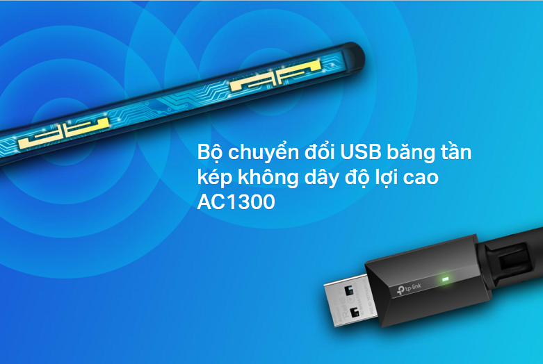 USB thu sóng WiFi công suất cao AC1300 | Chuyển đổi USB băng tần cao