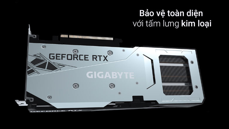 Card màn hình GIGABYTE GeForce RTX 3060 Ti GAMING OC 8G | Bảo vệ toàn diện với tấm kim loại
