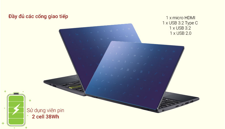 Laptop Asus E210MA-GJ353T | Đầy đủ các cổng giao tiếp