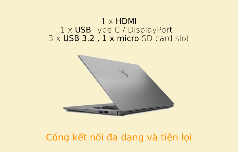 Máy tính xách tay/ Laptop MSI Modern 15 A10M-667VN (i5-10210U) (Xám) | Độ phân giải sắc nét