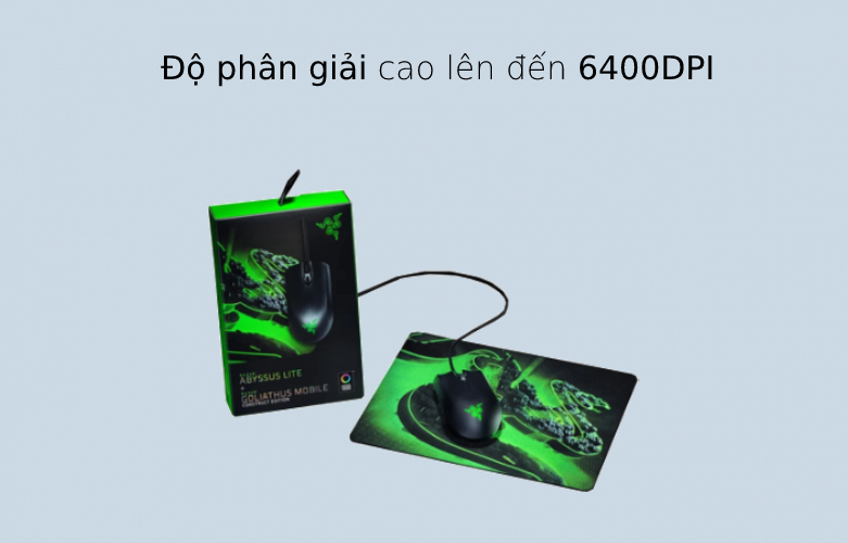 Combo Chuột Razer Abysuss Lite + Lót chuột Razer Goliathus Mobile Construction Edition | Độ phân giải cao