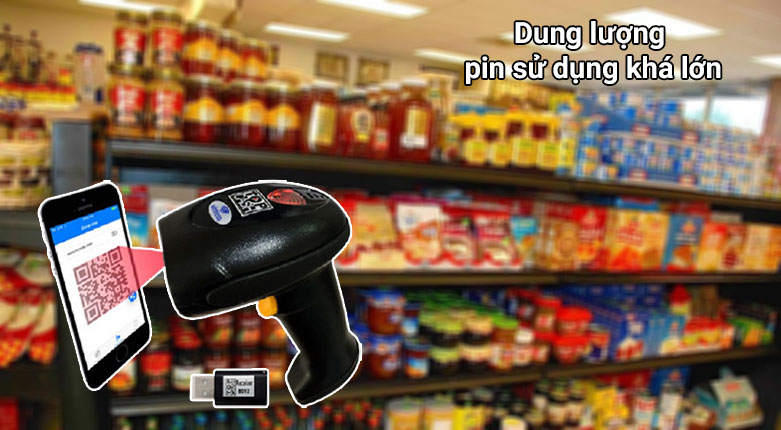 Máy quét mã vạch TOPCASH AL-96E | Dung lượng pin sử dụng khá lớn