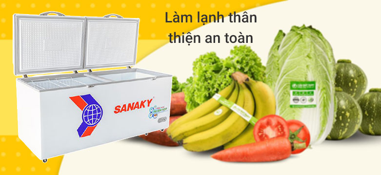 TỦ ĐÔNG SANAKY INVERTER 760 LÍT VH-8699HY3 ĐỒNG | Làm lạnh thân thiện an toàn