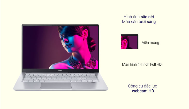 Laptop Swift 3 được Acer thiết kế 2 cạnh viền màn hình siêu mỏng