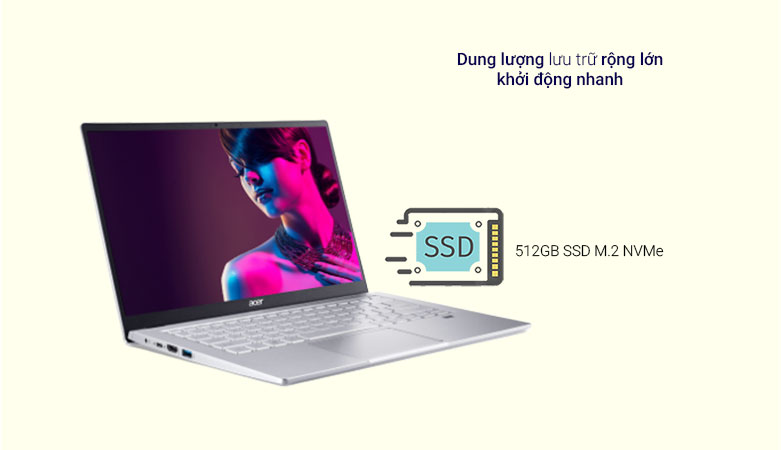 Máy tính xách tay/ Laptop Acer Swift 3 SF314-43-R4X3 (NX.AB1SV.004) | Dung lượng lưu trữ rộng lớn